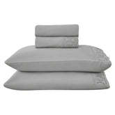 Jogo de Cama 4 Peças Percal 300 Fios com Bordado Inglês Grafite